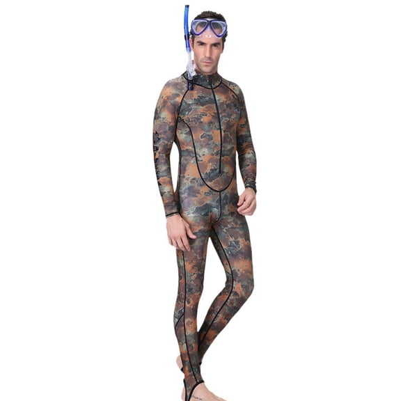 GKV Men’s Camo One-Piece Full-Body Wetsuit – UPF 50+ Sun Protection with Ankle Straps for Water Sports