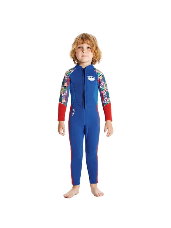 New Kids 2.5mm Neoprene Thermal Full Body One-Piece Wetsuit, Long Sleeve Thickened Warm Dive Suit for Snorkeling, Swimming & Surfing