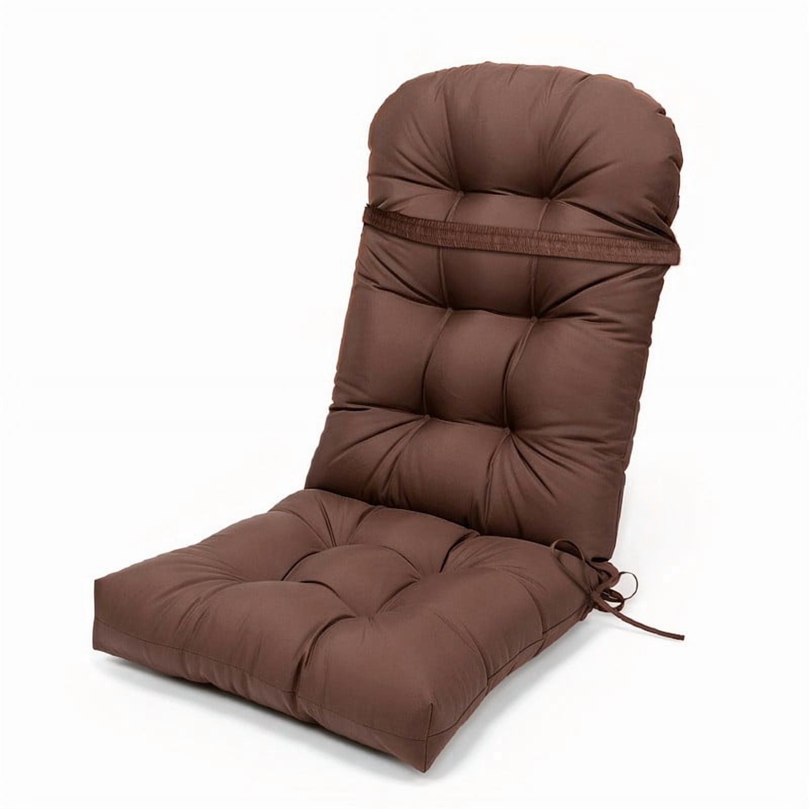 GKXLH Outdoor Adirondack Chair Cushions, Water Resistant Patio Rocking Chair Cushion, Non-Slip High Back Patio Pads with Ties (43" x 19" x 3", Dark Brown, 1 Pack)