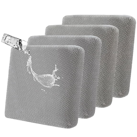 GKXLH Waterproof Seat Cushion Covers, 4PCS Outdoor Patio Sofa Seat Cushion Slipcovers, Elastic Knitted Outdoor Couch Furniture Protector (Light Grey)