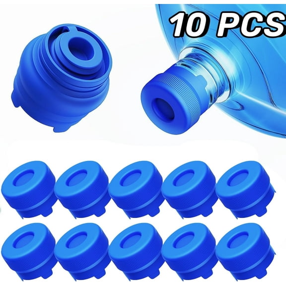 GKcity Reusable Silicone Water Jug Caps, Leakproof, 3 & 5 Gallon, 10 Count