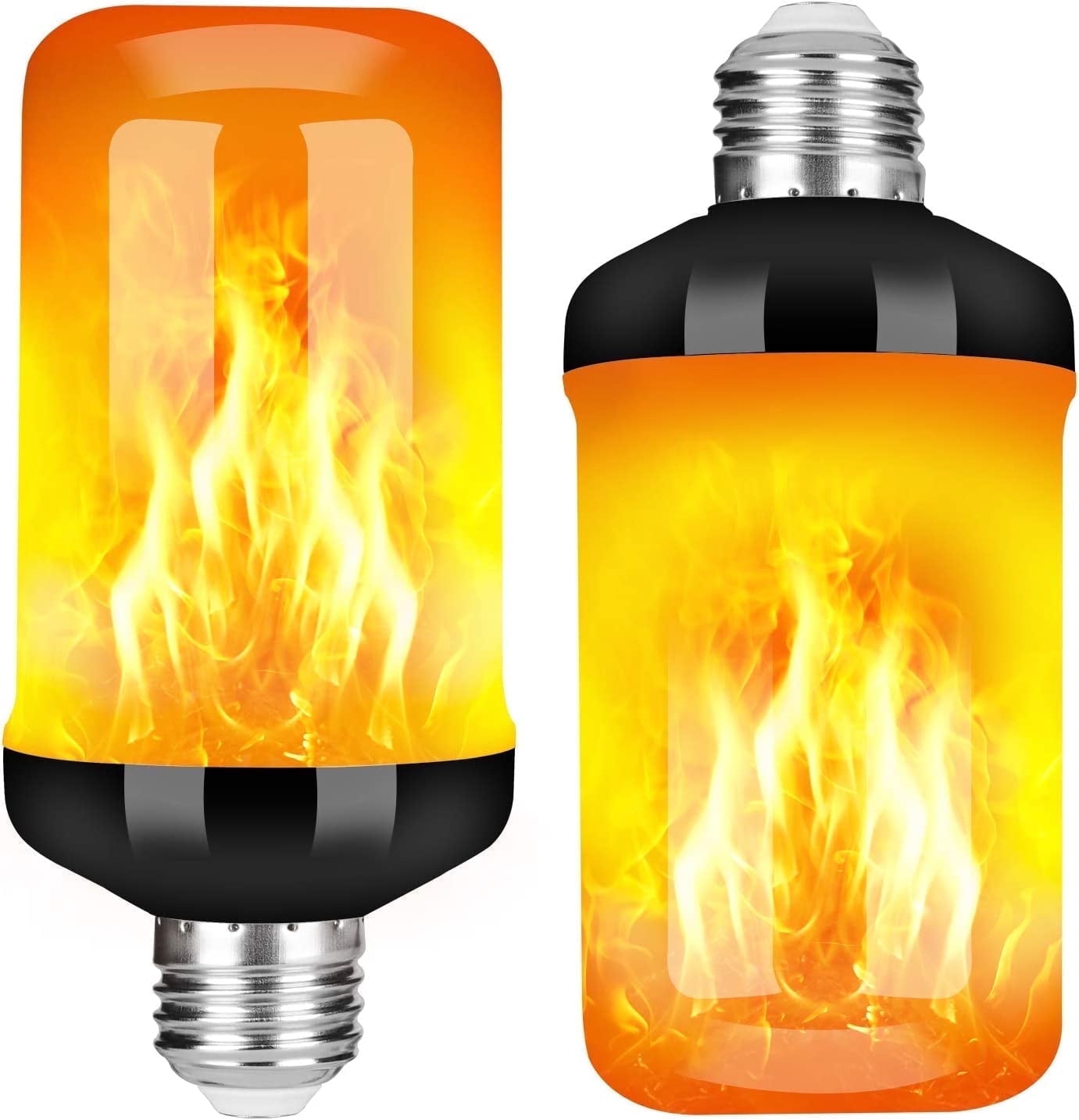 GKcity Upgraded LED Flame Light Bulb, 4 Modes Fire Flame Light Bulbs with Upside Down Effect, E26 Base Flickering Light Bulbs for Halloween, Party, Outdoor, Indoor, Halloween Decor (2 Pack)