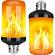 GKcity Upgraded LED Flame Light Bulb, 4 Modes Fire Flame Light Bulbs with Upside Down Effect, E26 Base Flickering Light Bulbs for Halloween, Party, Outdoor, Indoor, Halloween Decor (2 Pack)