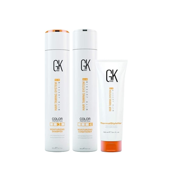 GKhair Global Keratin GK Hair Moisturizing Shampoo & Conditioner 300ml - ThermalStyleHer - 100ml3.4oz Heat Styling Protection Anti Frizz Hair