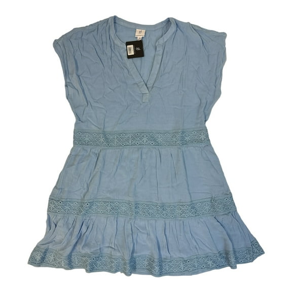 GL By Gibsonlook Women's Split Neck Tiered Easy Fitting Dress (Blue, XXL)