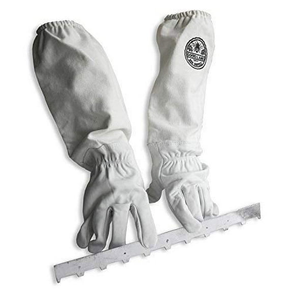 GL-GLV-SPCR-MED Natural Cotton and Sheepskin Beekeeping Gloves & Beehive Frame Spacer (Medium)
