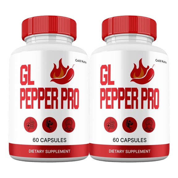 GL Pepper Pro Capsules, Maximum Strength All Natural Formula, GL PepperPro Pills Supplement, 60 Capsules (2 Pack)