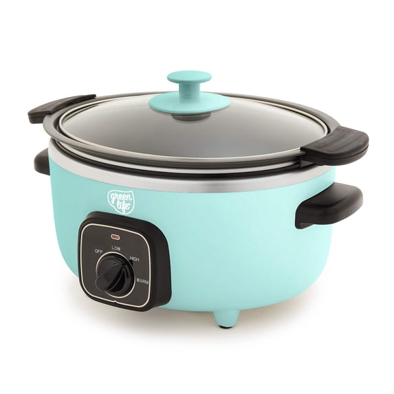 GreenLife 3.5QT Slow Cooker, Non-Toxic Ceramic Nonstick,, Turquoise