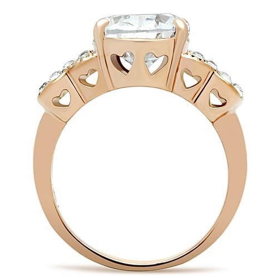 GL141 - IP Rose Gold(Ion Plating) Brass Ring with AAA Grade CZ in Clear