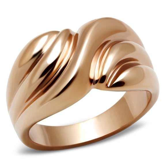 IP Rose Gold(Ion Plating) Brass Ring with No Stone for Women Minimalist Theme No Stone Stone Color Style GL214 Size 7