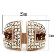 GL222 - IP Rose GoldIon Plating Brass Ring with Top Grade Crystal in Aurora Borealis Rainbow Effect