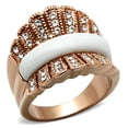thumbnail image 1 of IP Rose Gold(Ion Plating) Brass Ring with Semi-Precious Agate in White for Women Style GL223, 1 of 4