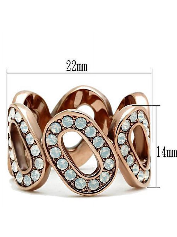 GL232 - IP Rose Gold(Ion Plating) Brass Ring with Top Grade Crystal in Aurora Borealis (Rainbow Effect)