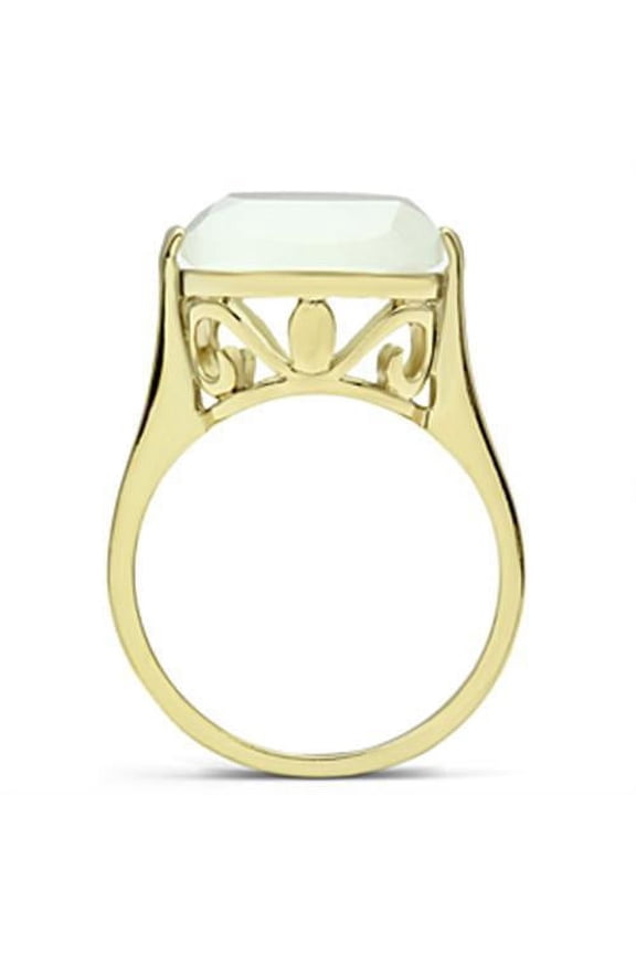 GL309 - IP Gold(Ion Plating) Brass Ring with Synthetic Cat Eye in White