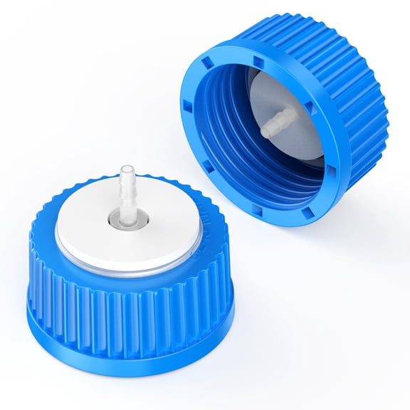 GL45 Liquid Media Extractor Cap,GL45 Safety Cap with Holes VapLock Solvent Delivery Cap for Lab Media Bottles(1-Port 1/6inch