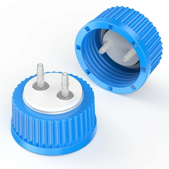 GL45 Liquid Media Extractor Cap,GL45 Safety Cap with Holes VapLock Solvent Delivery Cap for Lab Media Bottles(2-Port 1/6inch)