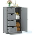 thumbnail image 1 of GLACER Bathroom Floor Cabinet, Multifunctional Storage Cabinet with 4 Drawers and 1 Door, Wooden Side Storage Organizer for Bathroom, Living Room or Kitchen, 22 x 12 x 32 inches (Grey), 1 of 10