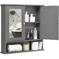 thumbnail image 1 of GLACER Bathroom Medicine Cabinet, Hanging Storage Cabinet with Double Mirror Doors, Perfect for Bathroom, Living Room, Corridor, Cloakroom, 22 x 5 x 23 inches (Grey), 1 of 8