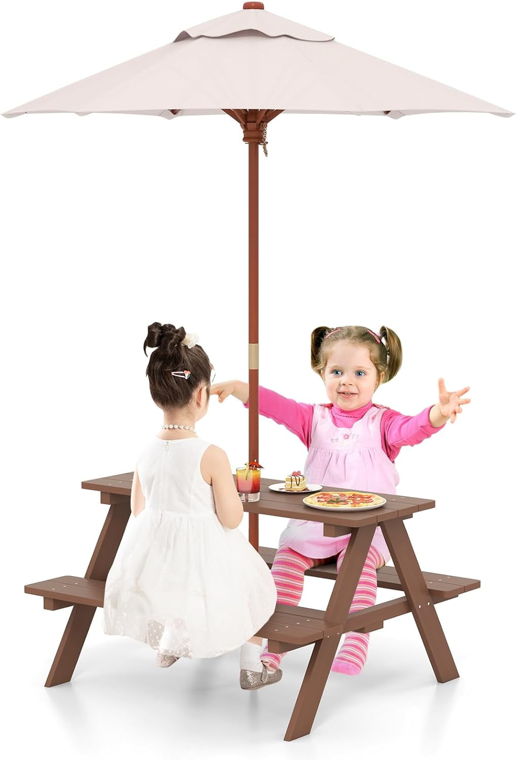 GLACER Kids Picnic Table, Toddler Table and Chair Set with Umbrella ...