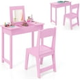 thumbnail image 1 of GLACER Kids Vanity with Flip Top Mirror, 2 in 1 Vanity Table and Chair Set with Shatterproof Acrylic Mirror, Hidden Storage Space,  Makeup Dressing Table for Bedroom, Gifts for Girls, 1 of 9