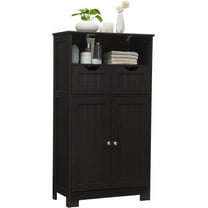 GLACER Multifunctional Floor Cabinet, Bathroom Cabinet with Removable Drawers and Adjustable Shelf for Bathroom, Living Room, Kitchen or Entryway, 24 x 12 x 43 inches (Brown)