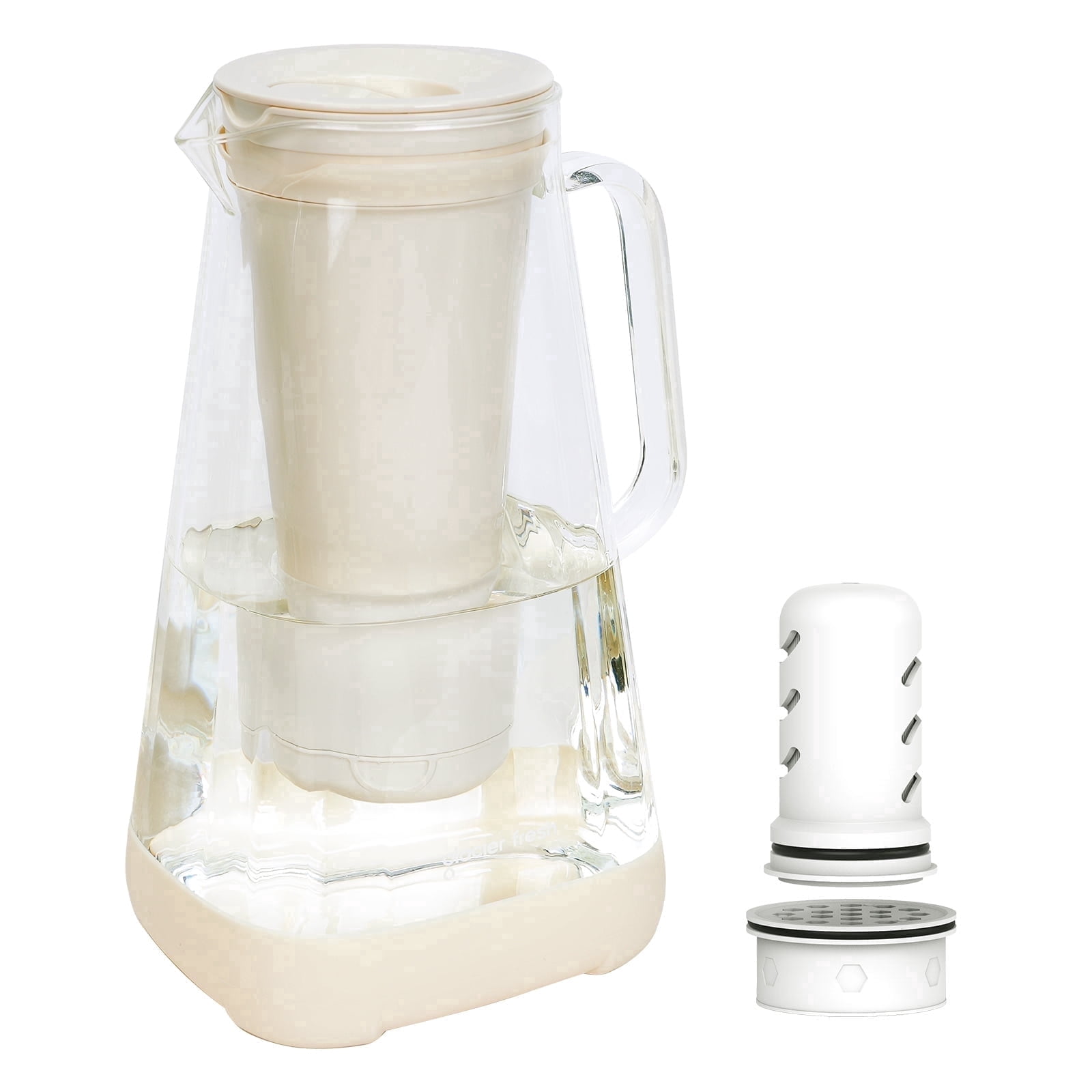 GLACIER FRESH 10 Cup Purela Glass Water Pitcher with 1.6X Flow Rate Upgraded Ultrafiltration Membrane and Activated Carbon Filter, Reduces 99% Chlorine, PFOA&PF