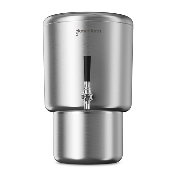 GLACIER FRESH 2.25G Stainless Steel Countertop Water Filtration System for Home Kitchen, Gravity-Fed, Elarisey™ Filtration Technology, Reduces Heavy Metals, PFOA/PFOS, SGS
