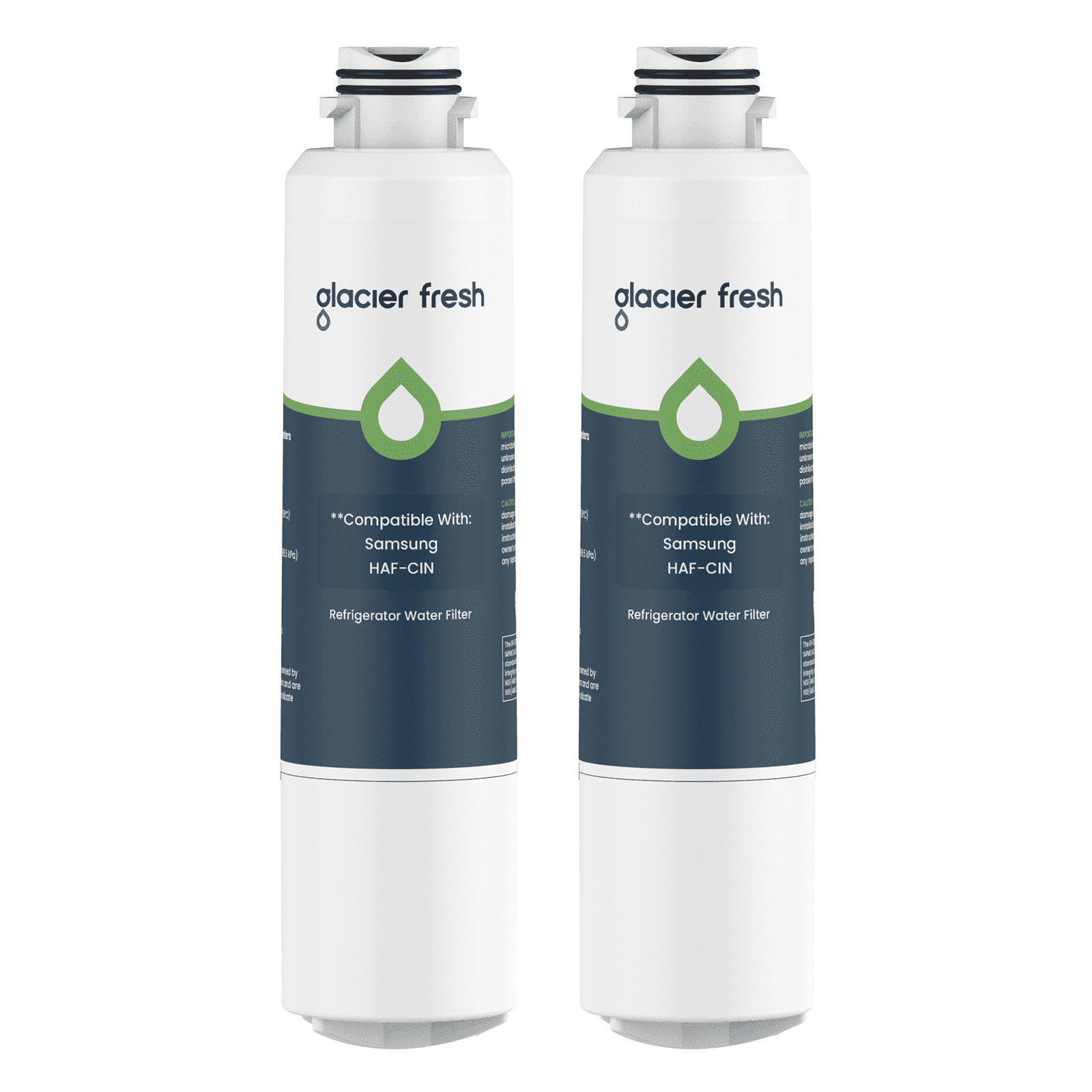 GLACIER FRESH DA29-00020B Refrigerator Water Filter, NSF/ANSI 53 & 372 Certified, Compatible with Samsung DA29-00020A/B, HAF-CIN/EXP, DA29-00020B-1, 46-9101, RF4267HARS, 2 Pack