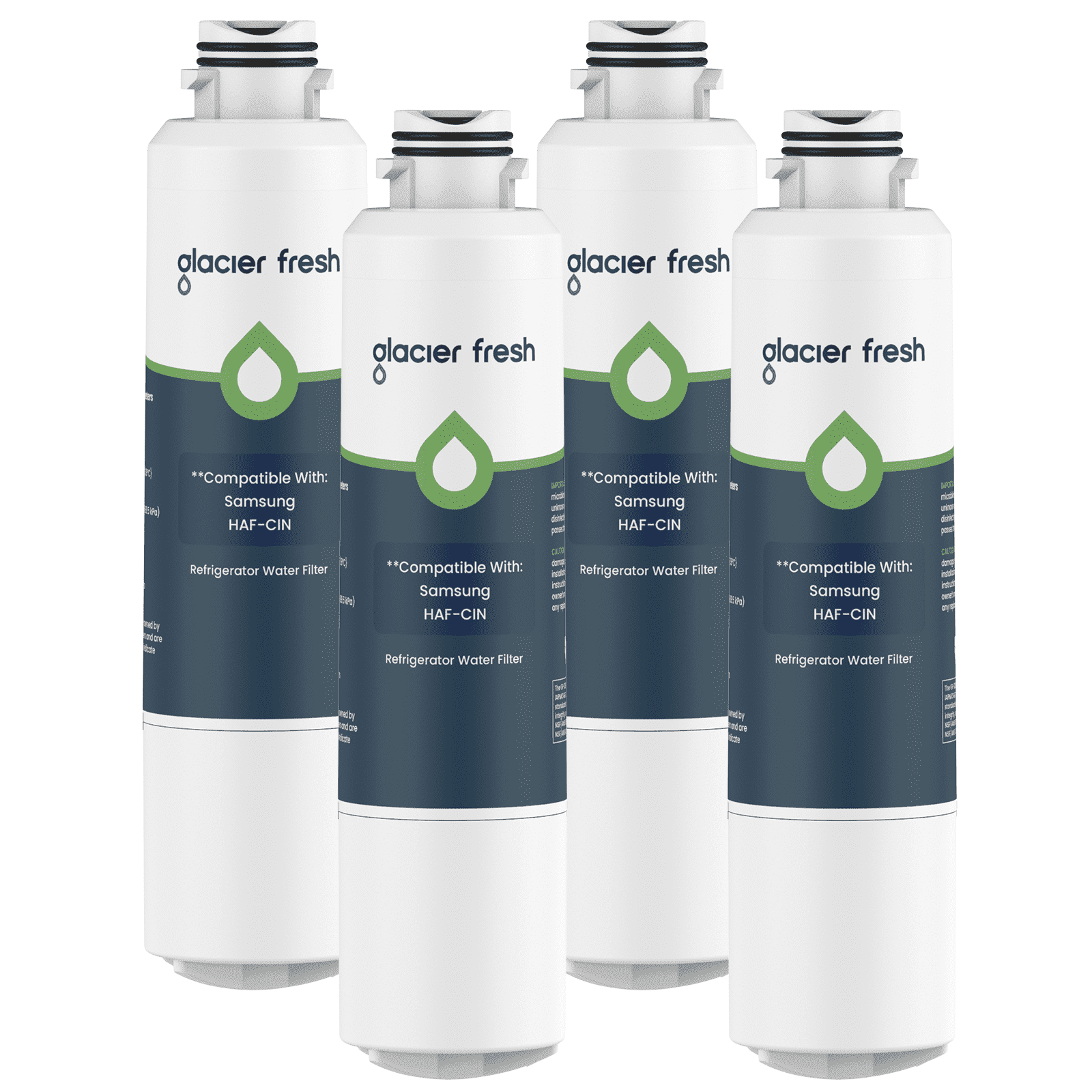 GLACIER FRESH DA29-00020B Refrigerator Water Filter, NSF/ANSI 53 & 372 Certified, Compatible with Samsung DA29-00020A/B, HAF-CIN/EXP, DA29-00020B-1, 46-9101, RF4267HARS, 4 Pack
