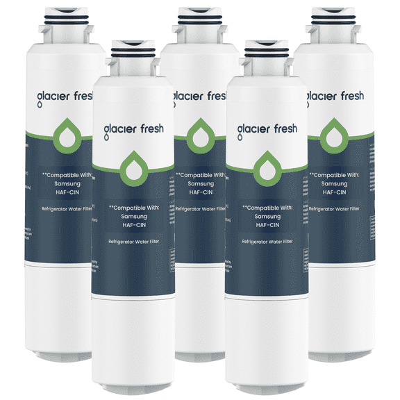 GLACIER FRESH DA29-00020B Refrigerator Water Filter, NSF/ANSI 53 & 372 Certified, Compatible with Samsung DA29-00020A/B, HAF-CIN/EXP, DA29-00020B-1, 46-9101, RF4267HARS, 5 Pack