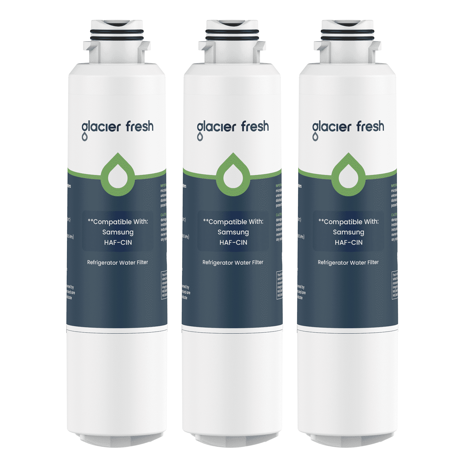 GLACIER FRESH DA29-00020B Refrigerator Water Filter, NSF/ANSI 53 & 372 Certified, Compatible with Samsung DA29-00020A/B, HAF-CIN/EXP, DA29-00020B-1, 46-9101, RF4267HARS, 3 Pack