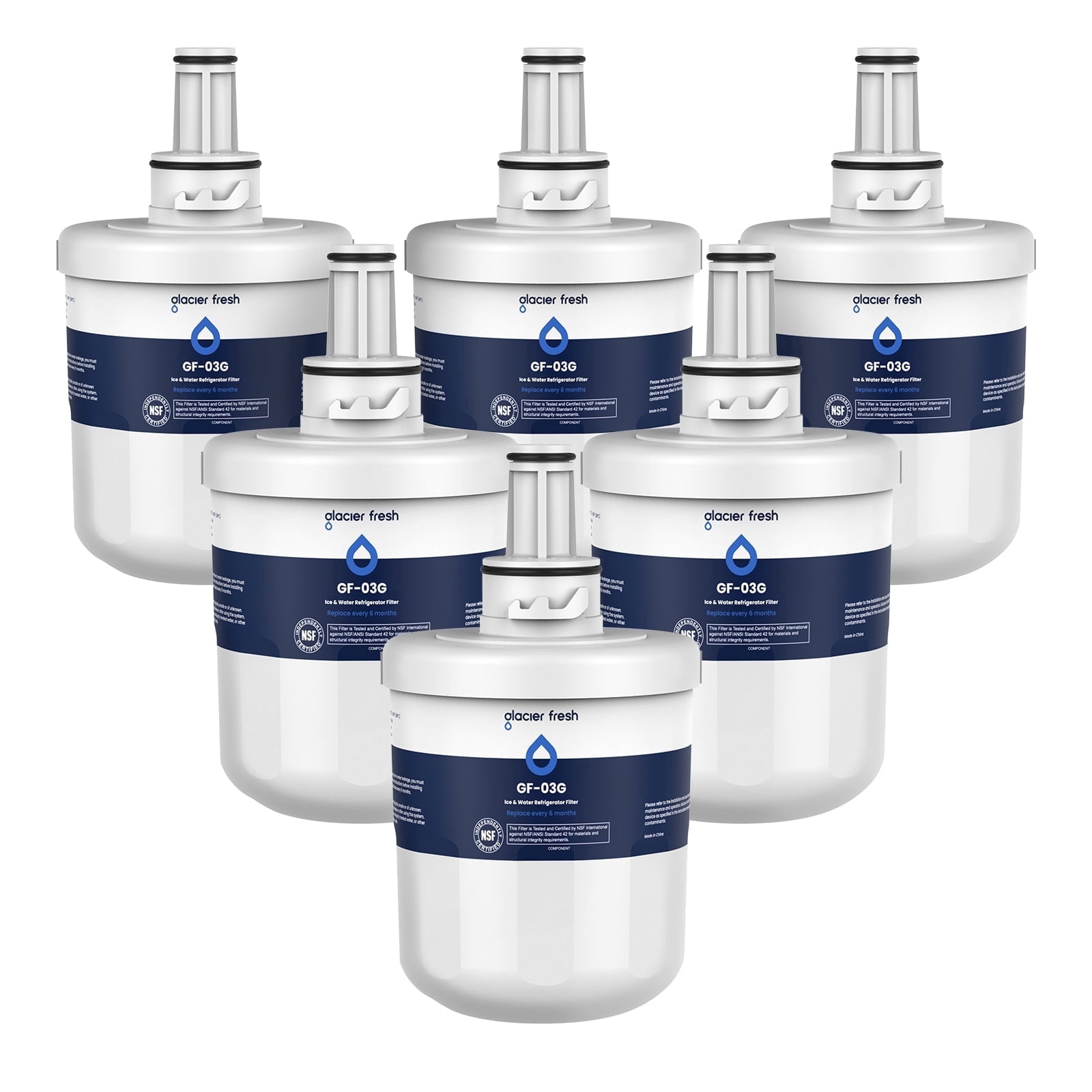 GLACIER FRESH DA29-00003G Water Filter, Compatible with Aqua-Pure Plus, DA29-00003G, DA29-00003F, DA29-00003B, HAFCU1, RFG237AARS, FMS-1, RS22HDHPNSR, RSG257AARS, WSS-1, 6 Pack