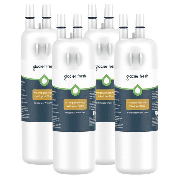 GLACIER FRESH EDR1RXD1 Refrigerator Water Filter Compatible with W10295370A, EDR1RXD1, WHR1RXD1, KAD1RXD1, Filter 1, W10295370, P4RFWB, P8RFWB2L, 46-9930, 46-9081, NSF/ANSI 53, 4 Pack