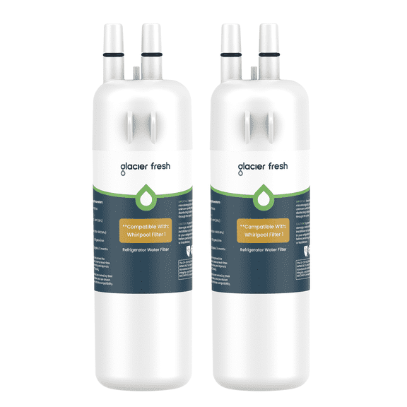 GLACIER FRESH EDR1RXD1 Refrigerator Water Filter, NSF/ANSI 53 & 372 Certified, Compatible with W10295370A, EDR1RXD1, WHR1RXD1, Filter 1, P8RFWB2L, 46-9930, 2 Pack