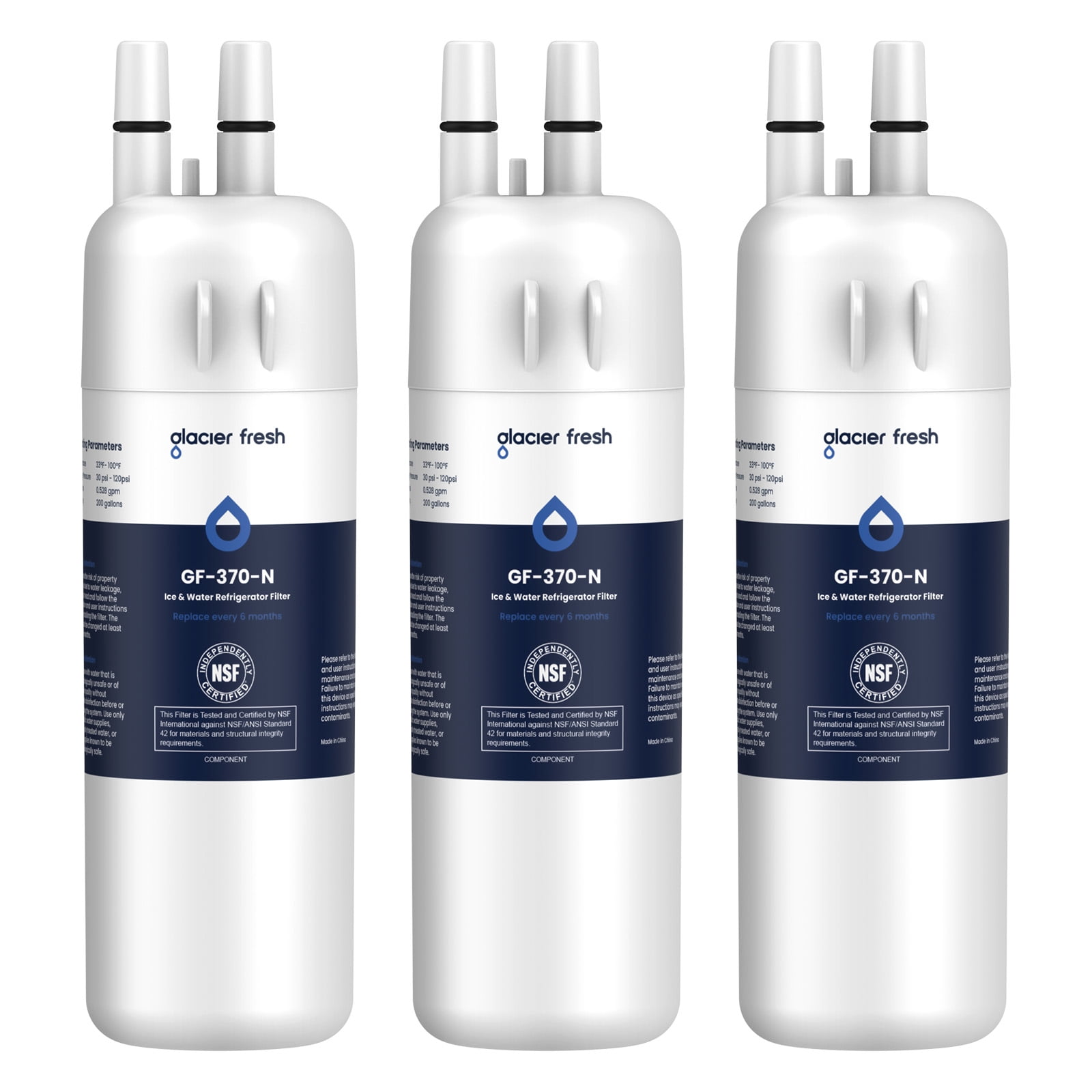 GLACIER FRESH EDR1RXD1 Refrigerator Water Filter Compatible with W10295370A, EDR1RXD1, WHR1RXD1, KAD1RXD1, Filter 1, W10295370, P4RFWB, P8RFWB2L, 46-9930, 46-9081 Refrigerator Water Filter 3 Pack