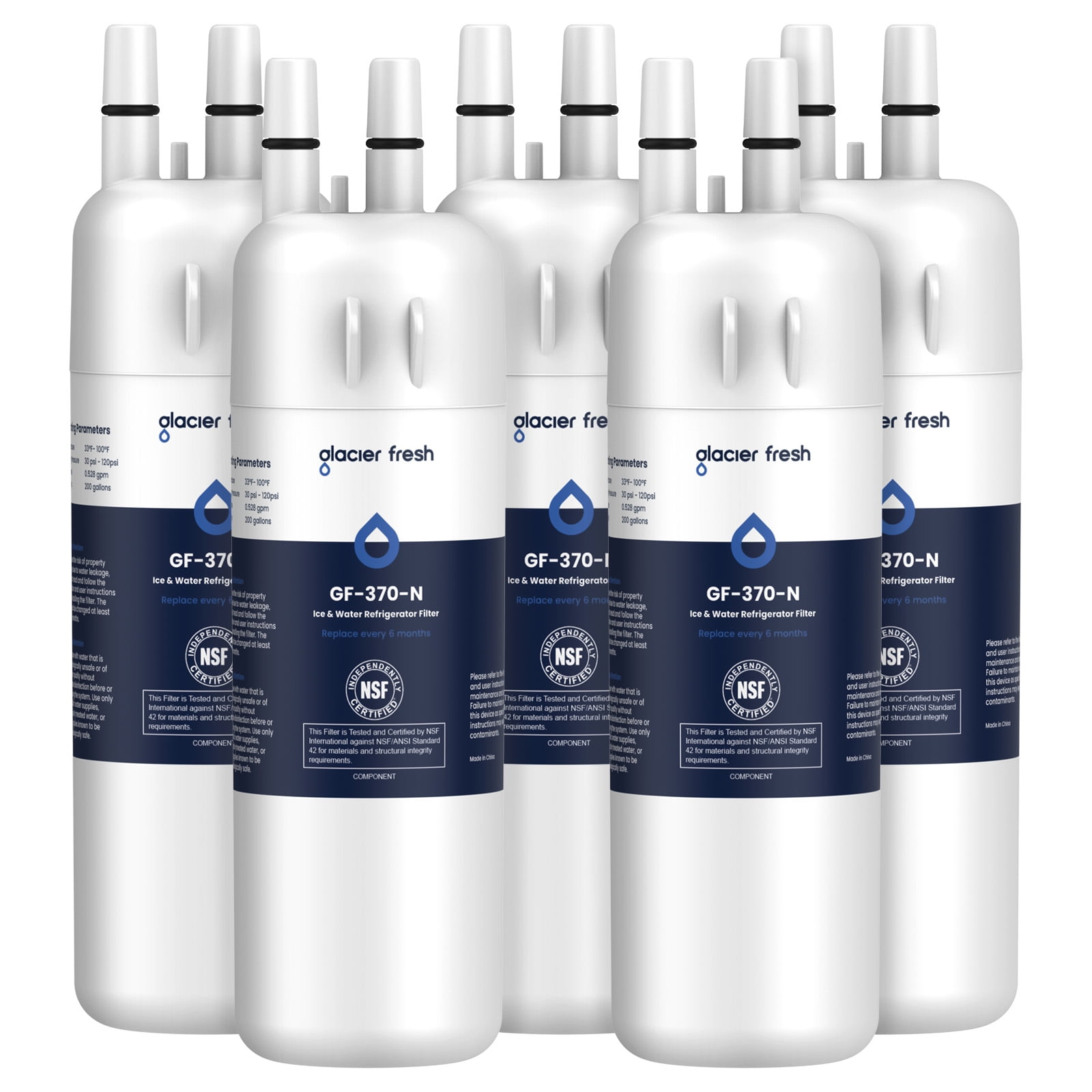 GLACIER FRESH EDR1RXD1 Refrigerator Water Filter Compatible with W10295370A, FILTER 1, EDR1RXD1, EDR1RXD1B, WHR1RXD1, KAD1RXD1, P4RFWB, 46-9081, 46-9930 Refrigerator Water Filter, 5 Pack