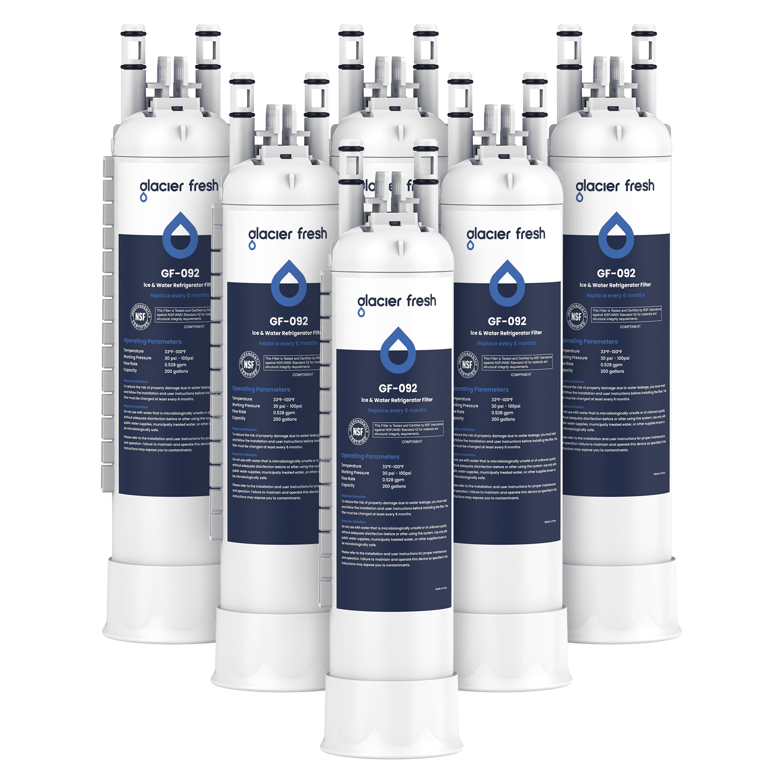 GLACIER FRESH FPPWFU01 Water Filter Replacement for Frigidaire PurePour FPPWFU01, Compatible with Electrolux EPPWFU01, PureAdvantage PurePour PWF-1, NSF42, 6 Pack