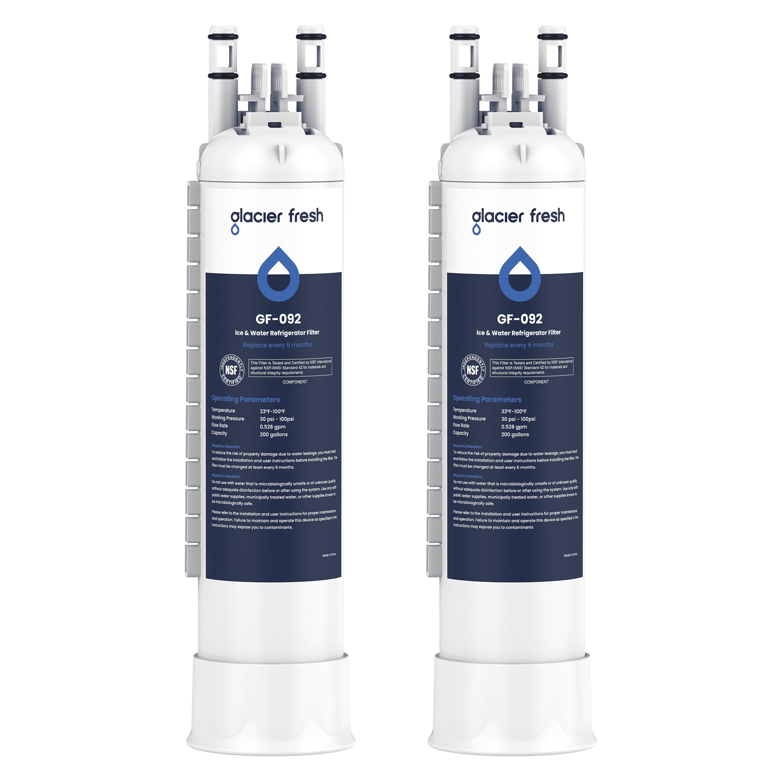 GLACIER FRESH FPPWFU01 Water Filter Replacement for Frigidaire PurePour FPPWFU01, Compatible with Electrolux EPPWFU01, PureAdvantage PurePour PWF-1, NSF42, 2 Pack