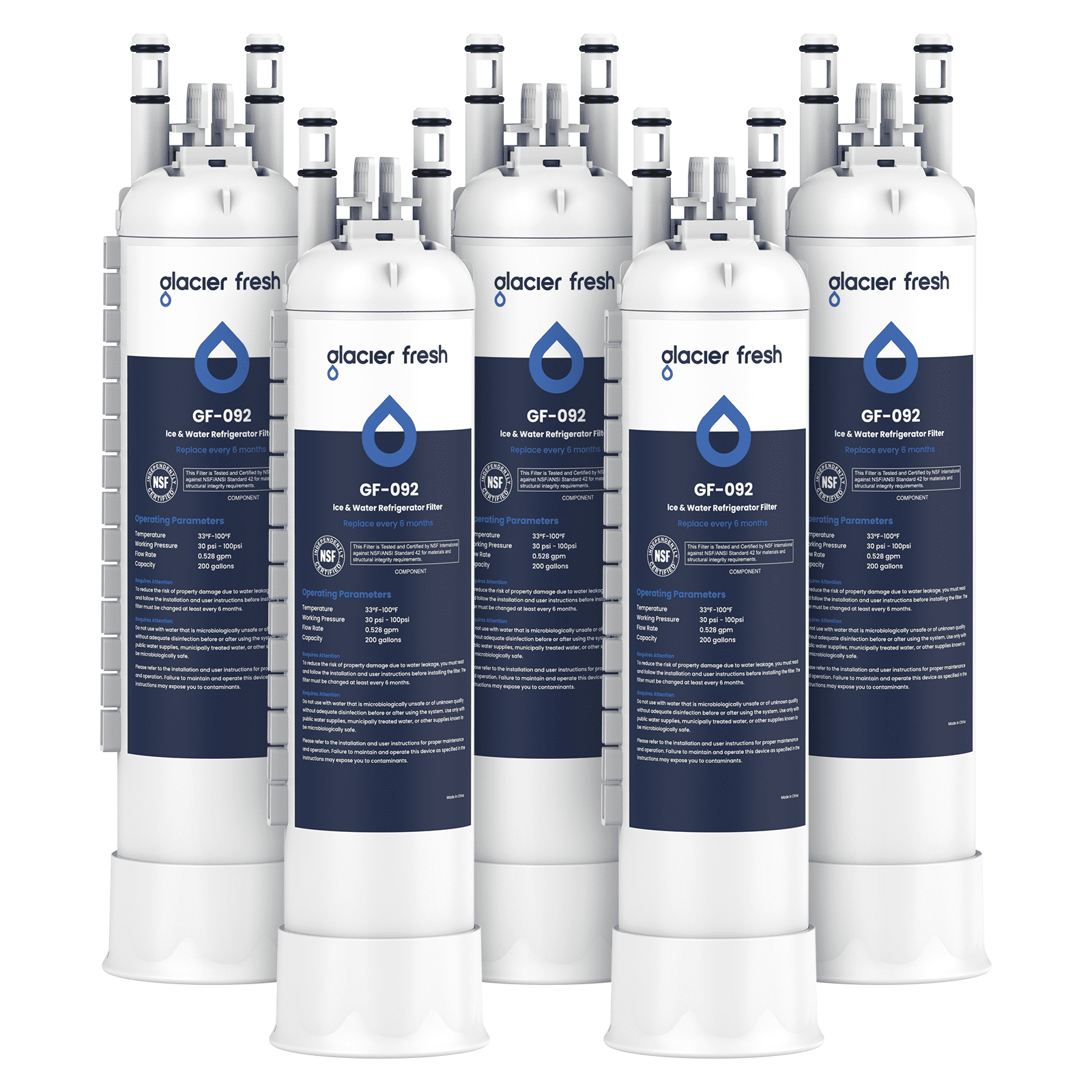 GLACIER FRESH FPPWFU01 Water Filter Replacement for Frigidaire PurePour FPPWFU01, Compatible with Electrolux EPPWFU01, PureAdvantage PurePour PWF-1, NSF42, 5 Pack