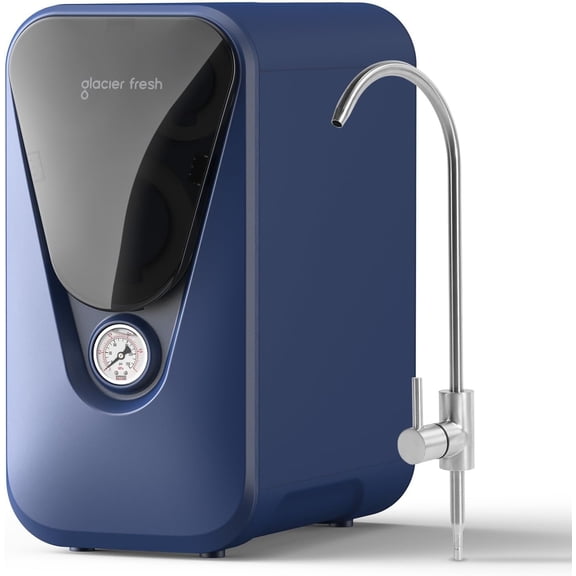 GLACIER FRESH GFU03 Reverse Osmosis System–800 GPD, 3:1 Pure-to-Drain, Non-Electric, No Noise&Drilling, Reduces PFAS/PFOS, 5-Stage Tankless Under-Sink RO Water Purification System, Classic Version