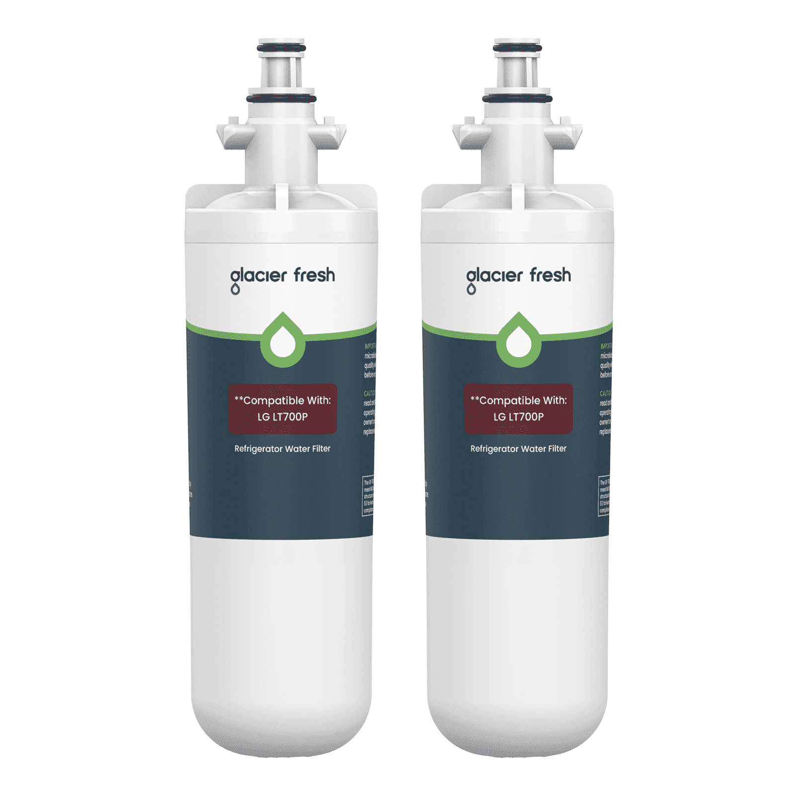 GLACIER FRESH LT700P Refrigerator Water Filter, NSF/ANSI 53 & 372 Certified, Compatible with LT700PC, ADQ36006101, ADQ36006102, RWF1200A, Kenmore 9690, 2 Pack