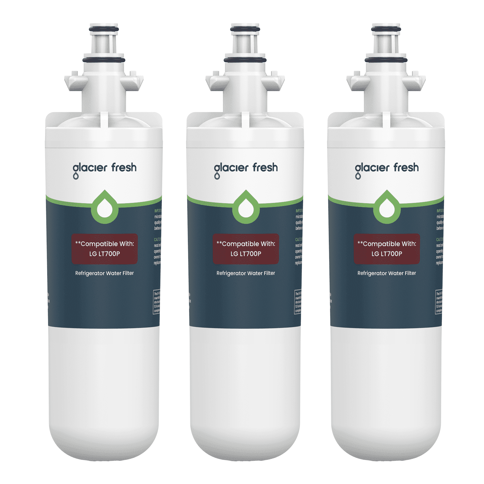 GLACIER FRESH LT700P Refrigerator Water Filter, NSF/ANSI 53 & 372 Certified, Compatible with LT700PC, ADQ36006101, ADQ36006102, RWF1200A, Kenmore 9690, 3 Pack