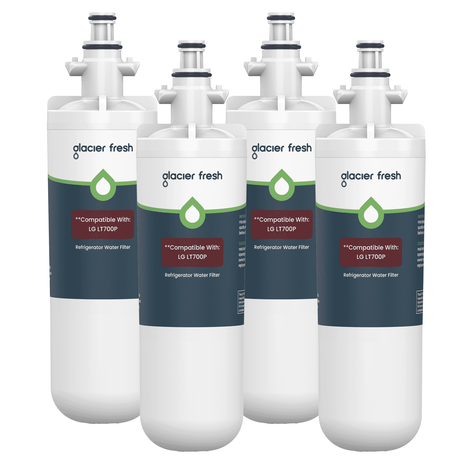 GLACIER FRESH LT700P Refrigerator Water Filter, NSF/ANSI 53 & 372 Certified, Compatible with LT700PC, ADQ36006101, ADQ36006102, RWF1200A, Kenmore 9690, 4 Pack