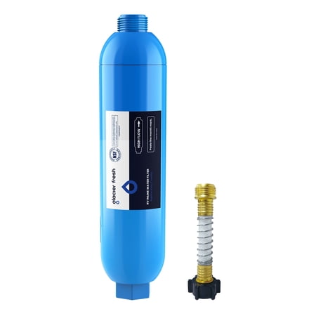 GLACIER FRESH Outdoor RV Inline Water Filter for 40043 with 1 Flexible Hose Protector, 1 Pack