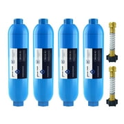 GLACIER FRESH Outdoor RV Inline Water Filter for 40043 with 2 Flexible Hose Protector, 4 Pack