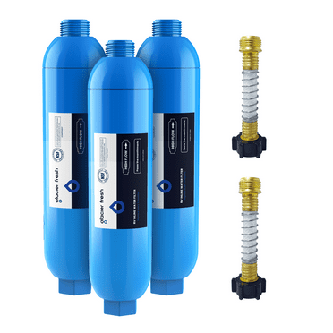 GLACIER FRESH Outdoor RV Inline Water Filter for 40043 with 3 Flexible Hose Protector, 3 Pack