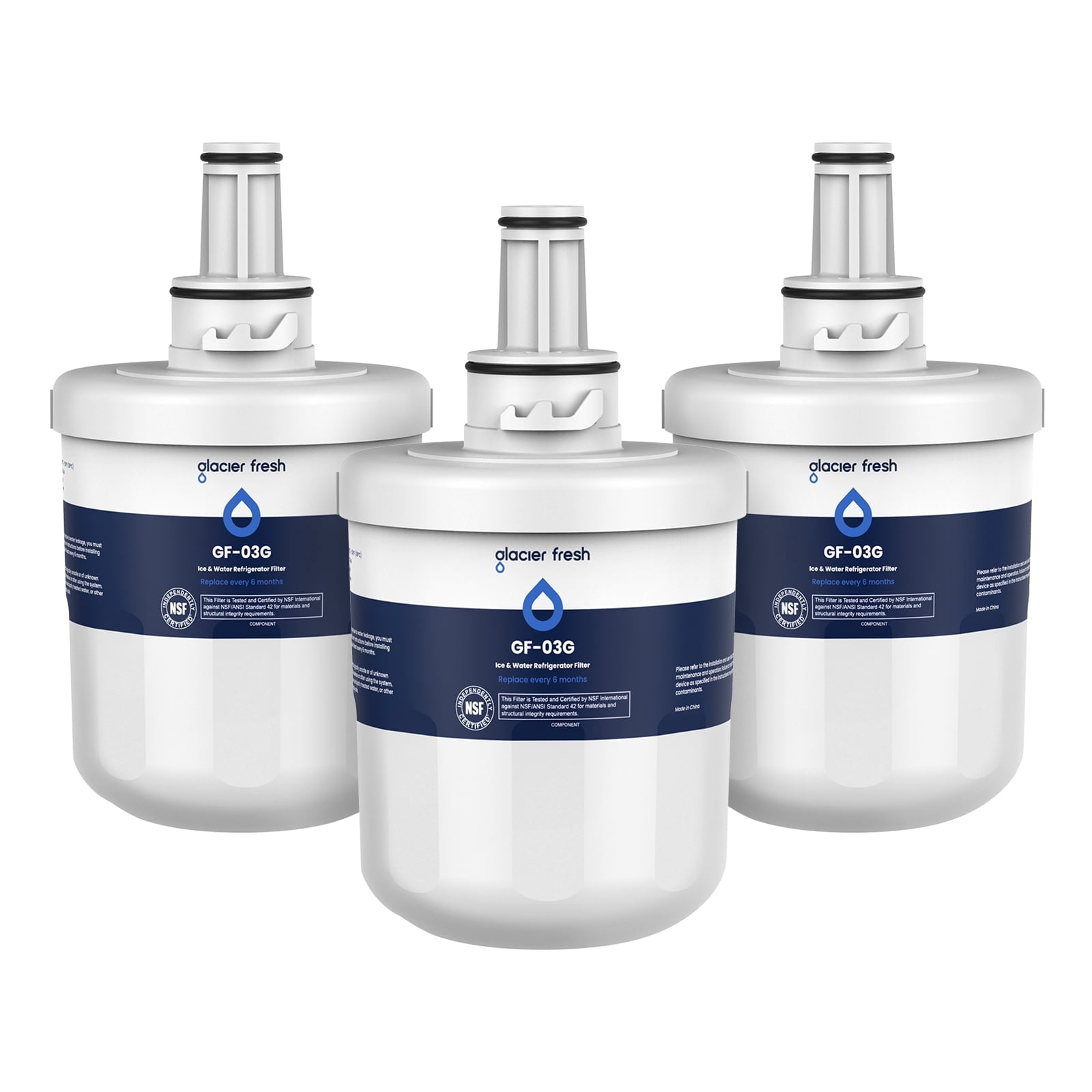 GLACIER FRESH Replacement for DA29-00003G Water Filter, Compatible with Samsung* Aqua-Pure Plus, DA29-00003F, DA29-00003B, HAFCU1, RFG237AARS, FMS-1, RS22HDHPNSR, RSG257AARS, WSS-1, 3 Pack