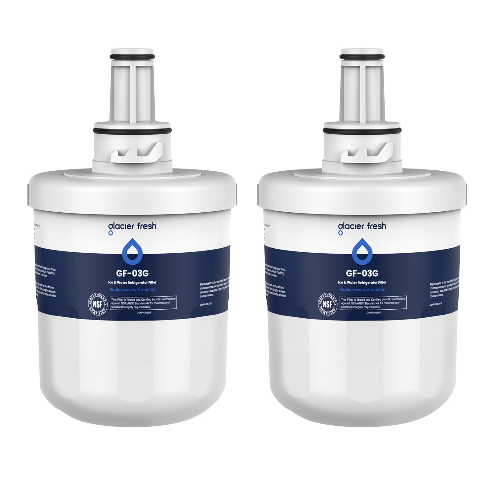 GLACIER FRESH Replacement for DA29-00003G Water Filter, Compatible with Samsung* Aqua-Pure Plus, DA29-00003F, DA29-00003B, HAFCU1, RFG237AARS, FMS-1, RS22HDHPNSR, RSG257AARS, WSS-1, 2 Pack