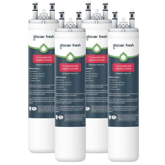 GLACIER FRESH ULTRAWF Refrigerator Water Filter, NSF/ANSI 53 & 372 Certified, Compatible with Frigidaire Pure Source Ultra, Kenmore 9999, 469999, 46-9999, A0094E28261, 4 Pack