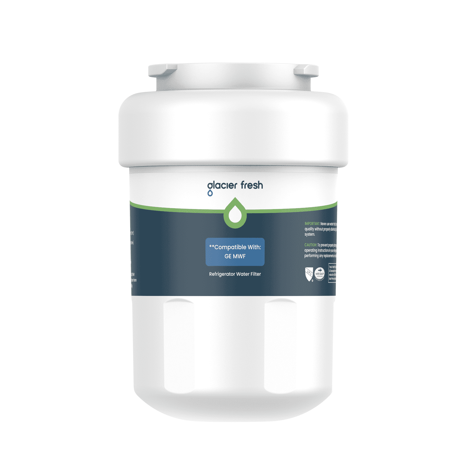 GLACIER FRESH MWF Refrigerator Water Filter Replacement, NSF/ANSI 53 & 372 Certified, Compatible with SmartWater MWFP, MWFA, GWF, HDX FMG-1, WFC1201, RWF1060, 1 Pack